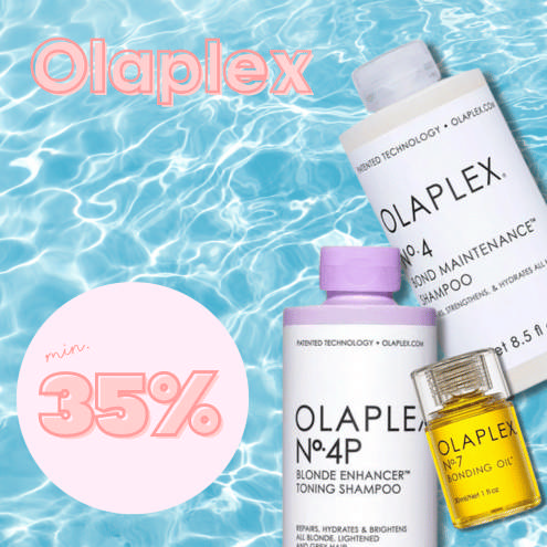 Olaplex produkter: No. 4 Bond Maintenance Shampoo, No. 5 Bond Maintenance Conditioner og No. 7 Bonding Oil. Genopbygger og styrker håret.