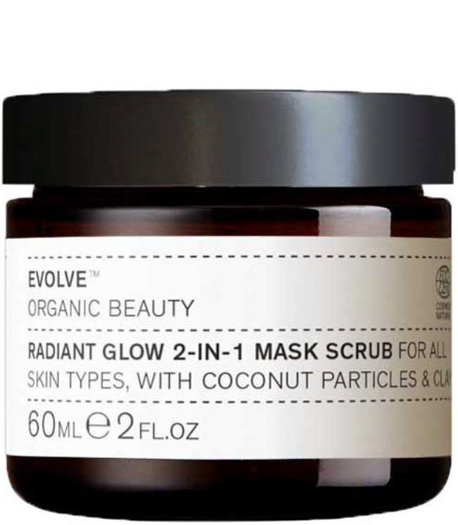 Evolve Organic Beauty Radiant Glow 2-in-1 Mask Scrub, 60 ml.