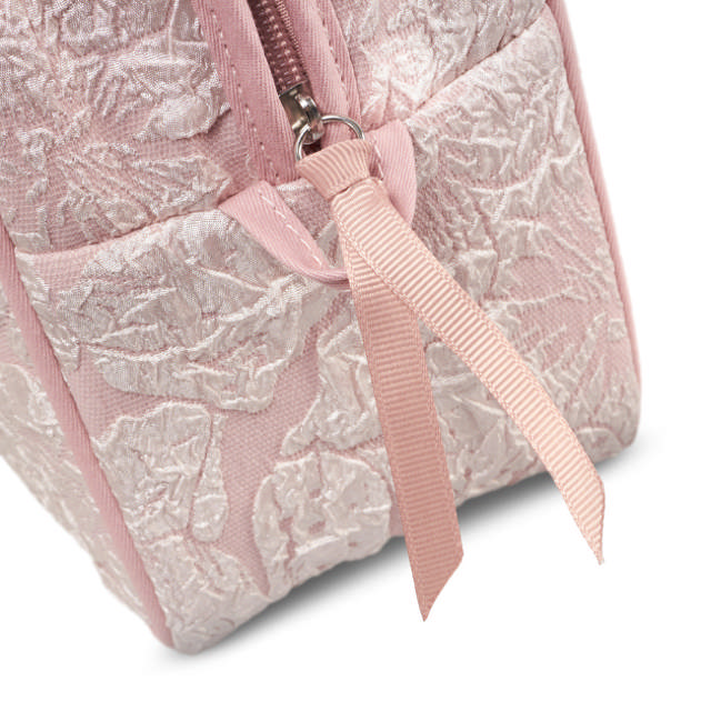 Karen stor toilettaske med hank i rosa brokade