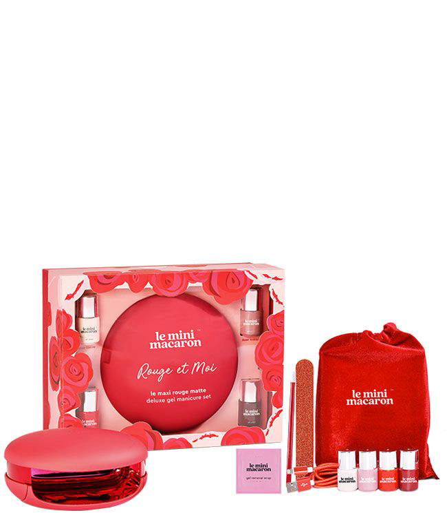 Le Mini Macaron Manicure Kit Le Maxi - Rouge & Moi, 4x 5 ml.