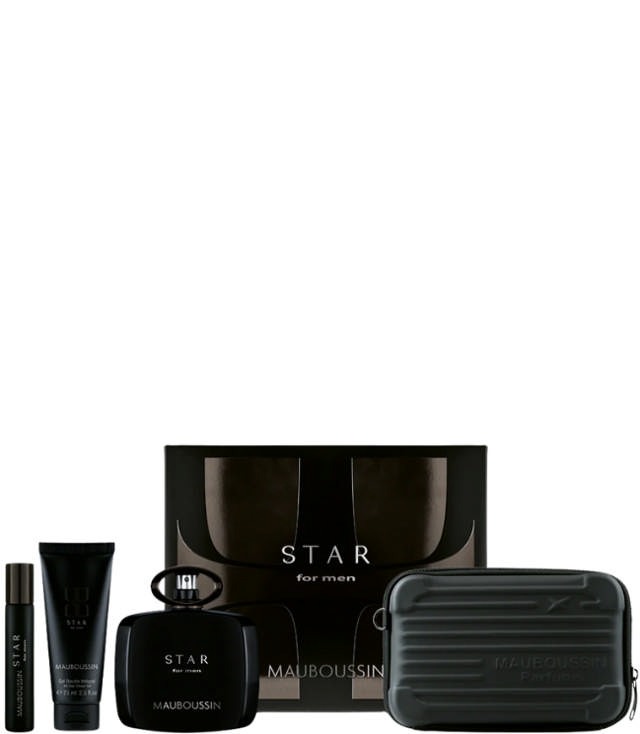 Mauboussin Star For Men Set: EDP 90 ml. + Shower Gel 75 ml. + Travel Spray EDP 20 ml. + Matt Black Mauboussin Pouch