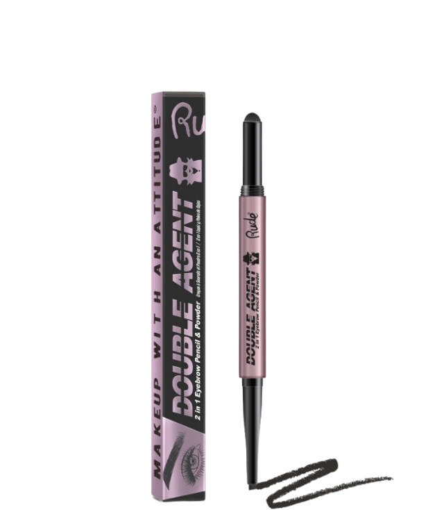 Rude Cosmetics Double Agent - 2 in 1 Eyebrow Pencil & Powder - Black Brown