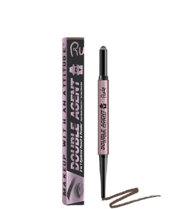 Rude Cosmetics Double Agent - 2 in 1 Eyebrow Pencil & Powder - Neutral Brown