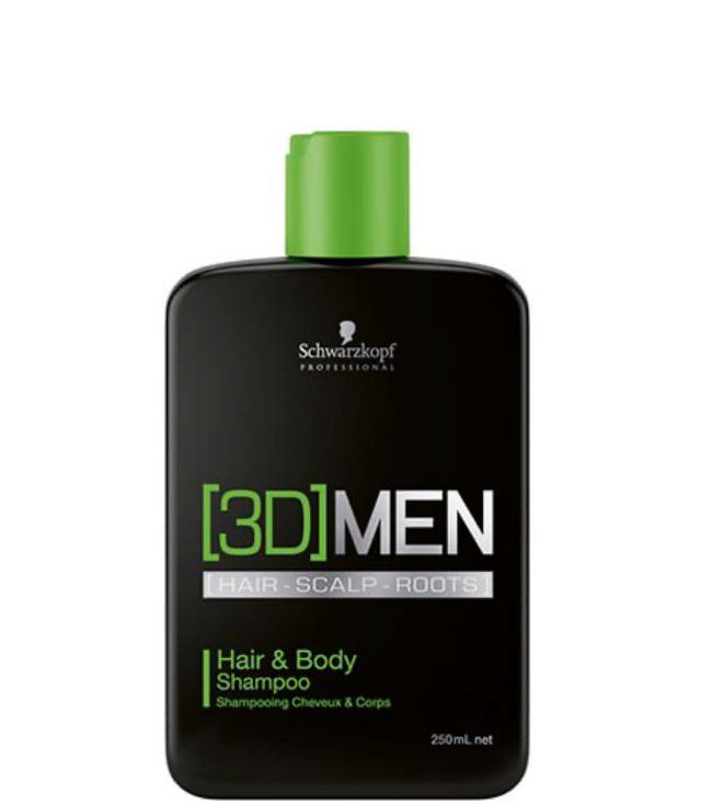 Schwarzkopf 3D Men Care Hair & Body Shampoo, 250 ml.