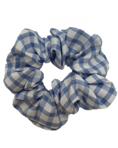 JA•NI Hair Accessories - Hair Scrunchies, The Blue Wide Checkered