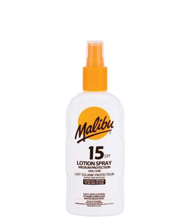 Malibu Medium Protection Lotion Spray SPF15, 200 ml.