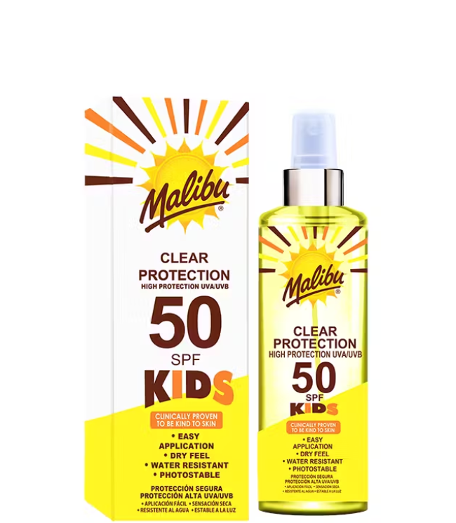 Malibu Kids Clear Protection Spray SPF50, 250 ml.